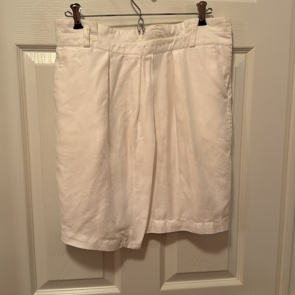 Beige Knee-Length Faux Wrap Pencil Skirt